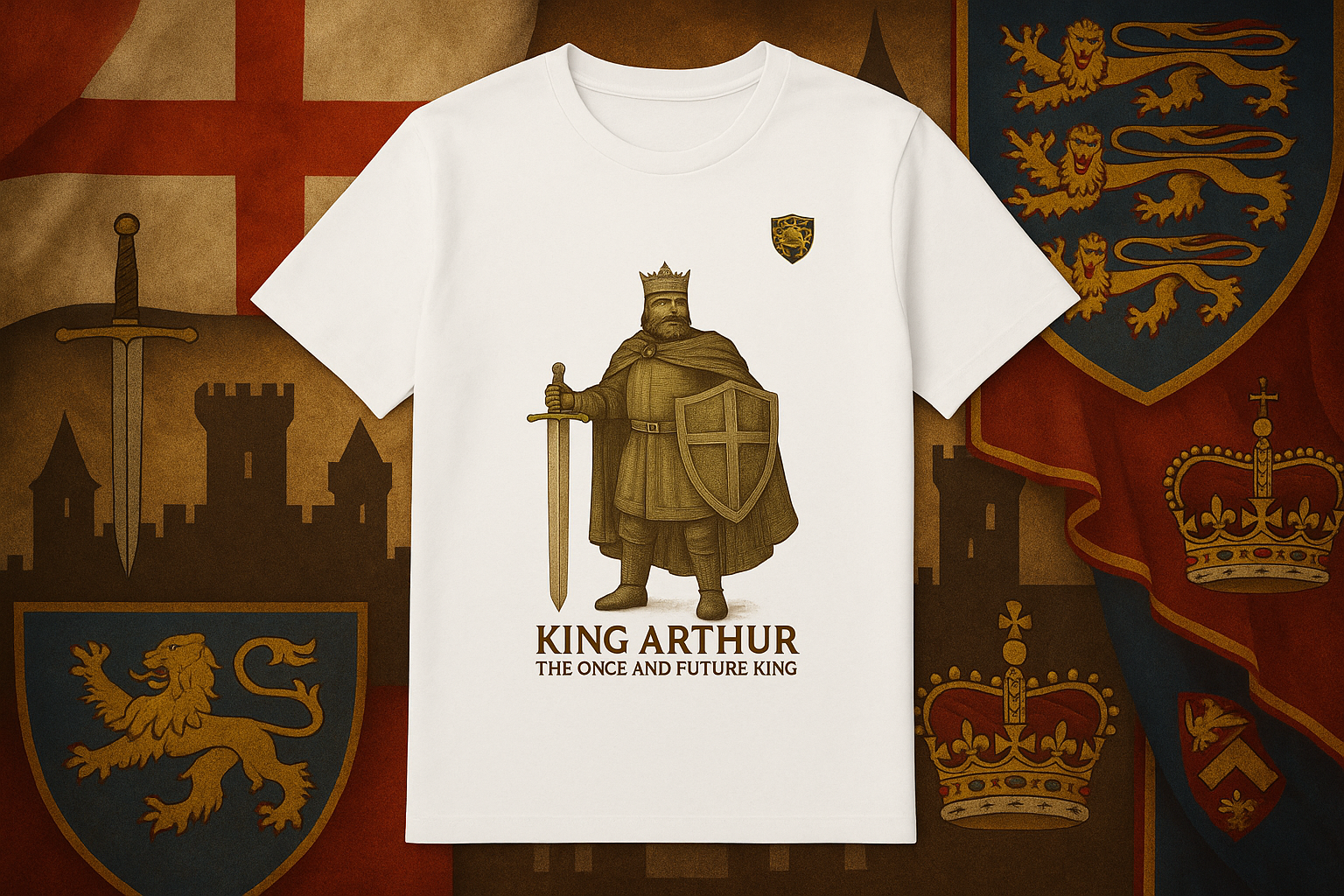 King Arthur White Shirt - Medieval British Theme